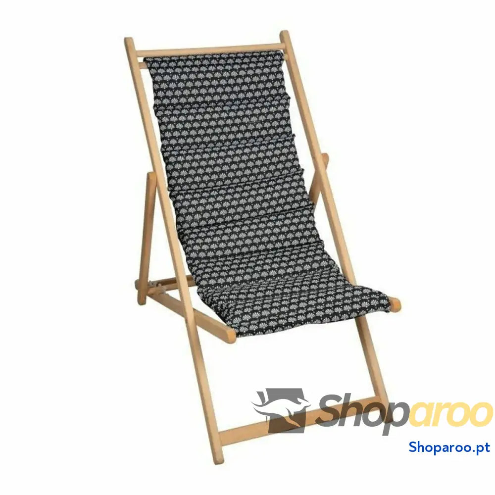 Ligstoel Jardin Prive Helsinki lona madeira de faia Preto/Branco (106 x 55 x 95 cm)