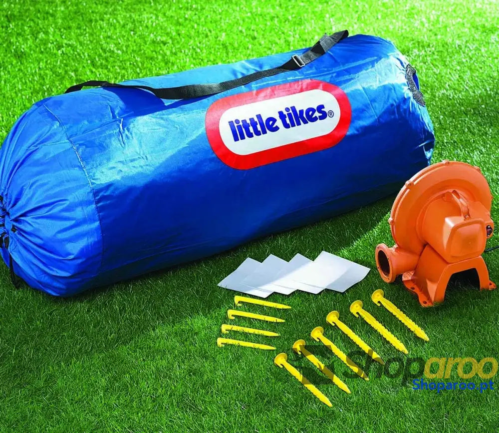Little Tikes Jump ’n Slide Castelo Insuflável com Paredes em Malha para Uso Externo Inclui Capa Compressor e Patches