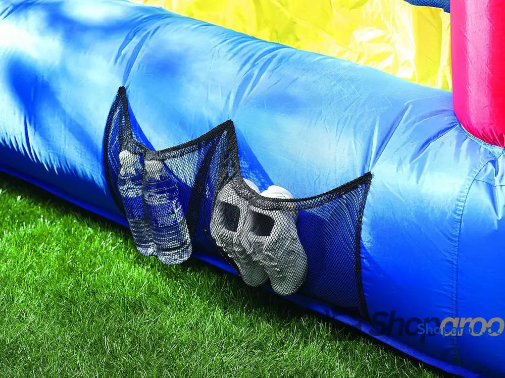 Little Tikes Jump ’n Slide Castelo Insuflável com Paredes em Malha para Uso Externo Inclui Capa Compressor e Patches