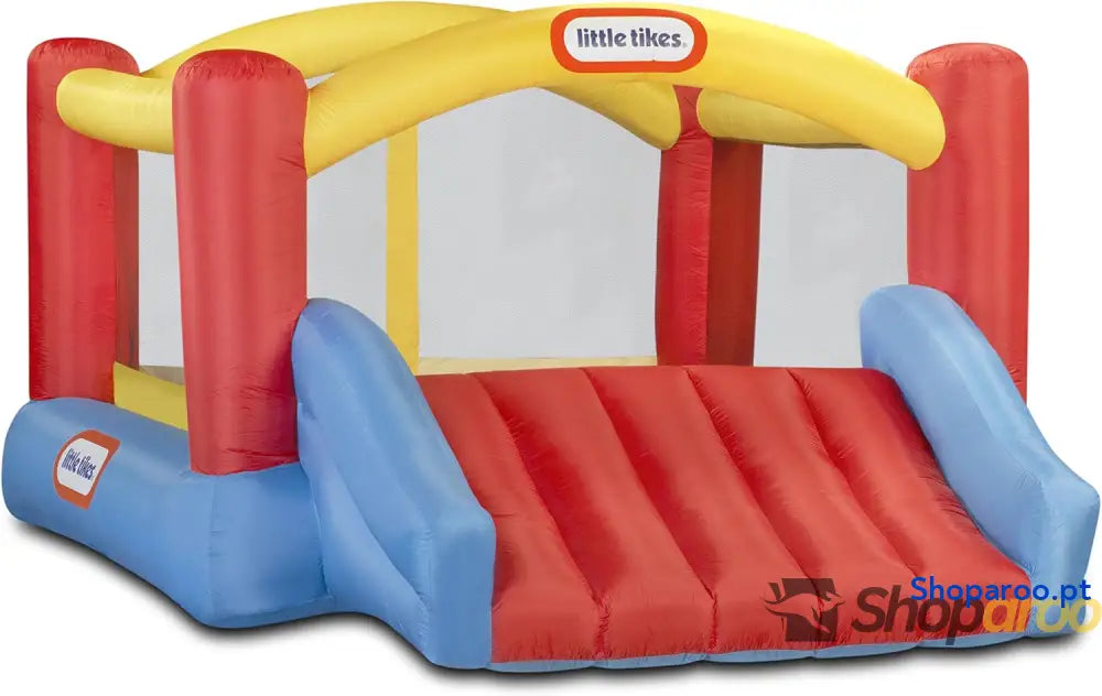 Little Tikes Jump ’n Slide Castelo Insuflável com Paredes em Malha para Uso Externo Inclui Capa Compressor e Patches