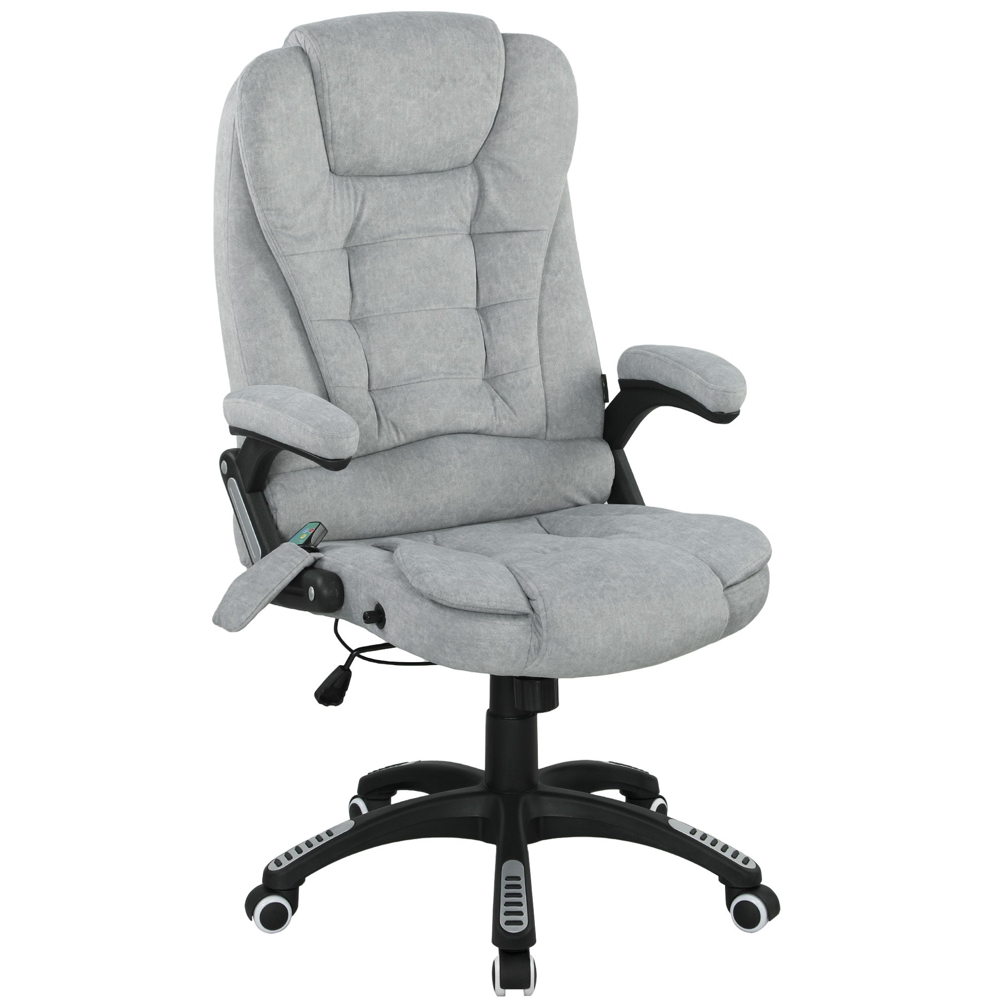 Cadeira de Escritório com 6 Pontos de Massagem Reclinável até 130° com Função de Aquecimento 68x72x110-120 cm Preto