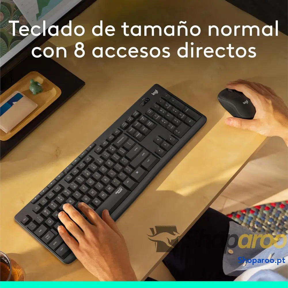 Logitech MK295 Silent Combinação de teclado e rato sem fios com SilentTouch rastreamento ótico tecnologia atrasos 90%