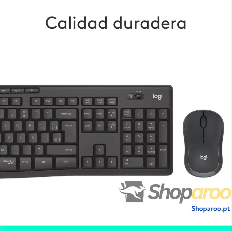 Logitech MK295 Silent Combinação de teclado e rato sem fios com SilentTouch rastreamento ótico tecnologia atrasos 90%