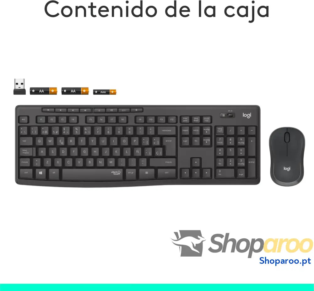 Logitech MK295 Silent Combinação de teclado e rato sem fios com SilentTouch rastreamento ótico tecnologia atrasos 90%