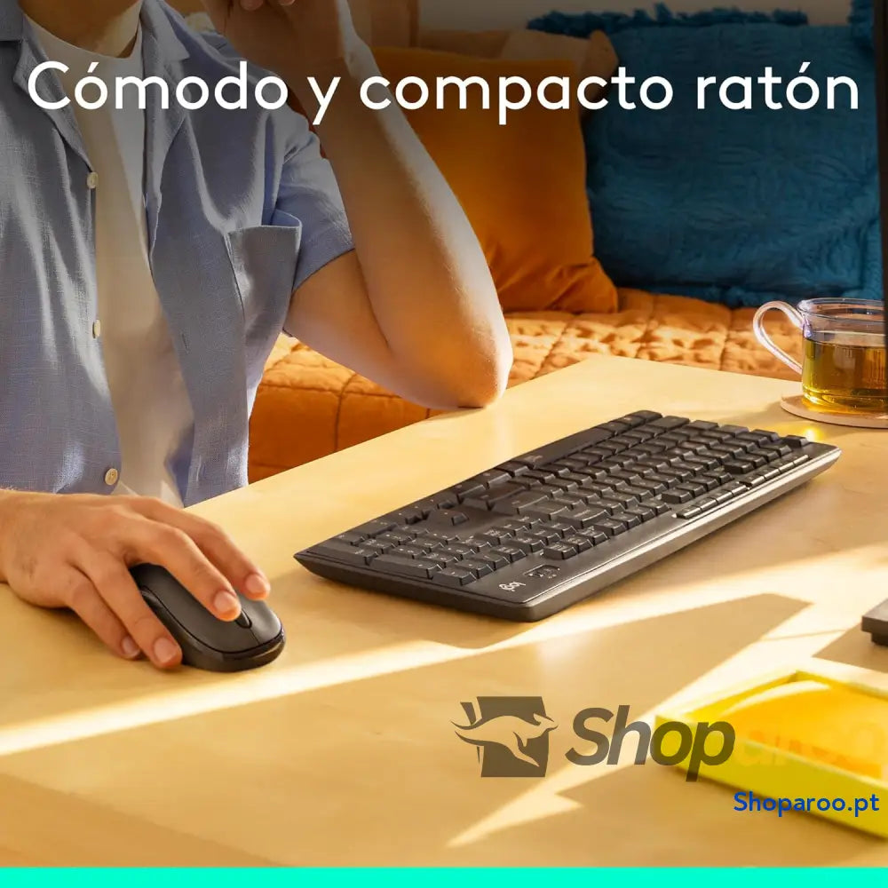 Logitech MK295 Silent Combinação de teclado e rato sem fios com SilentTouch rastreamento ótico tecnologia atrasos 90%
