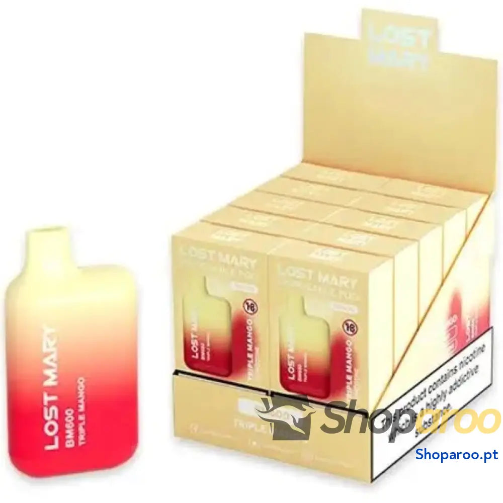 LOST MARY - (EXPOSITOR PROFESSIONAL PACK -10 UNIDADES) BM600 NICOTINE VAPER 2% DESCARTÁVEL TRIPLE MANGO