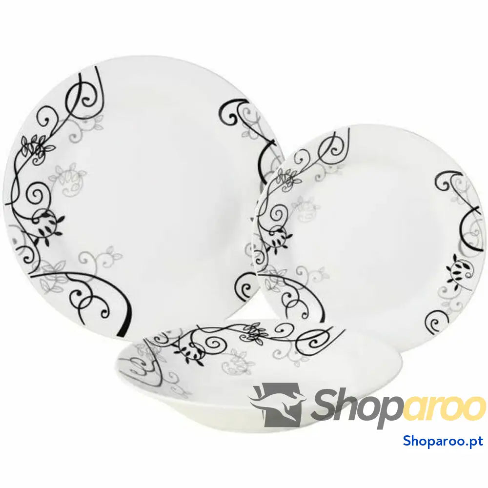 Louça de Porcelana Branco Barroco 18 Peças