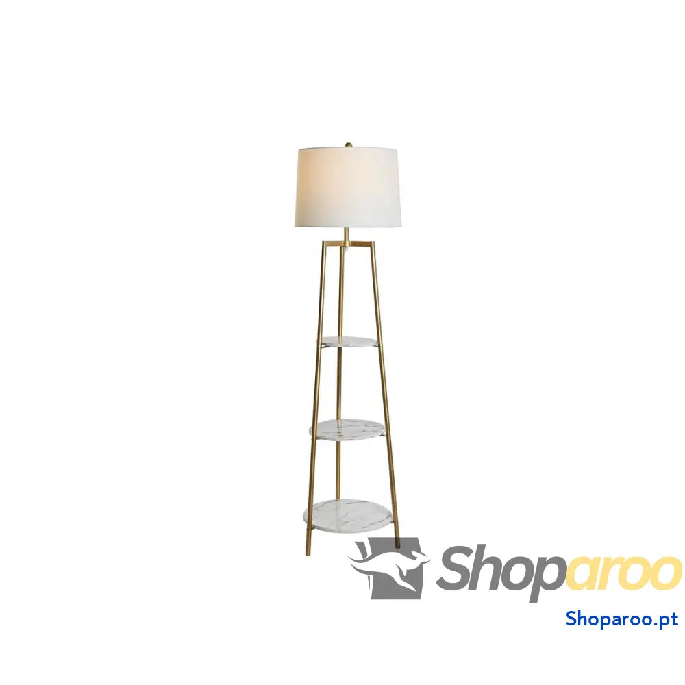 Luminária de chão DKD Home Decor Dourado Metal Poliéster Branco 50 W Madeira MDF (41 x 41 x 156 cm)