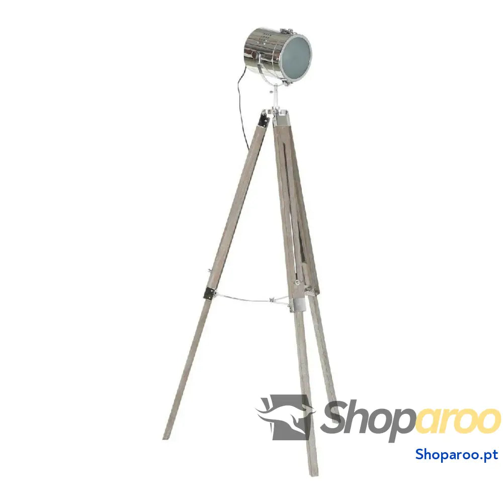 Luminária de chão DKD Home Decor Metal Madeira Prata Marrom claro Tripé (66 x 66 x 142 cm)