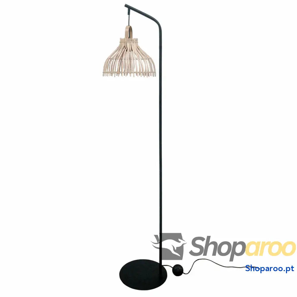 Luminária de chão DKD Home Decor Preto Metal Castanho Rotim (40 x 40 x 160 cm)