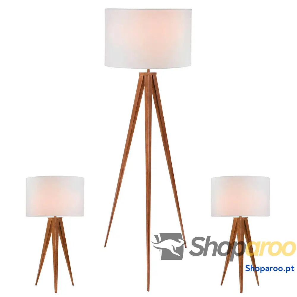 Luminária de chão Home ESPRIT Castanho Madeira Metal Alumínio 40 x 40 x 153 cm (3 Peças)