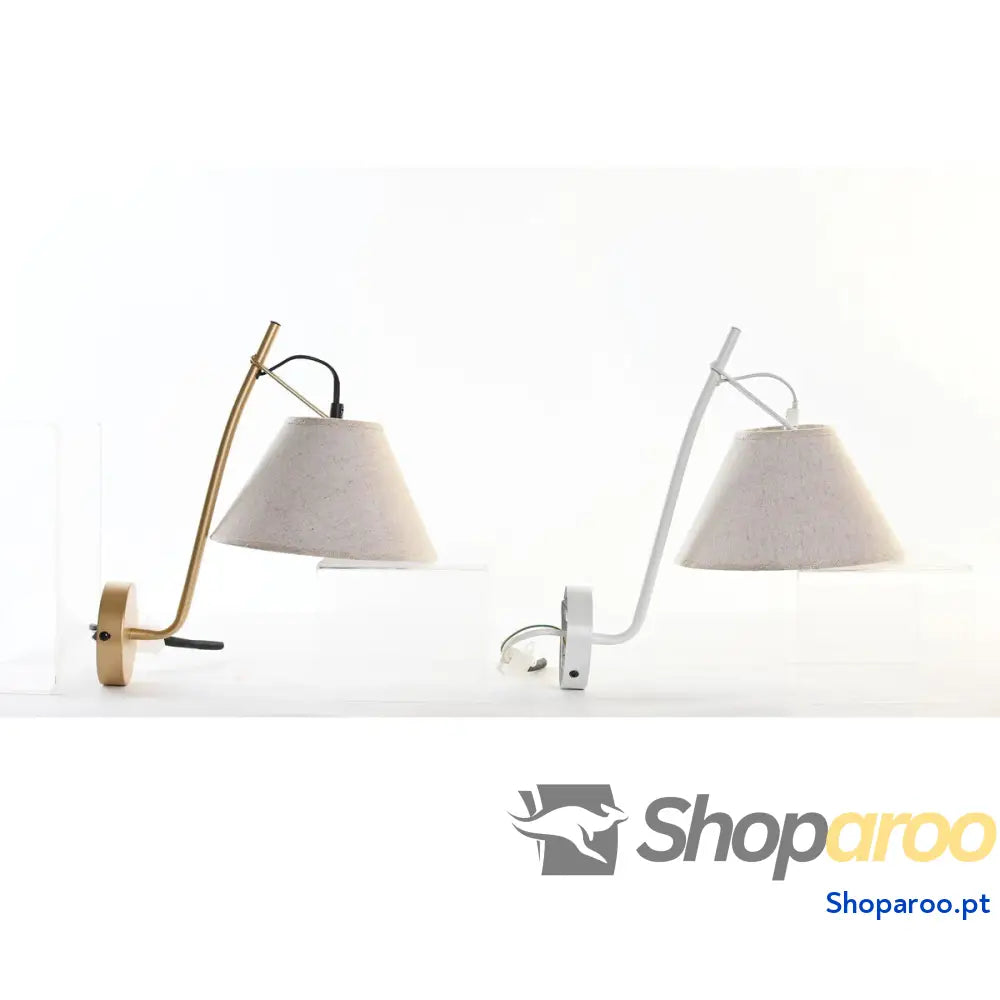 Luminária de parede DKD Home Decor Dourado Metal Linho Branco 50 W Moderno (22 x 32 x 37 cm) (2 Unidades)