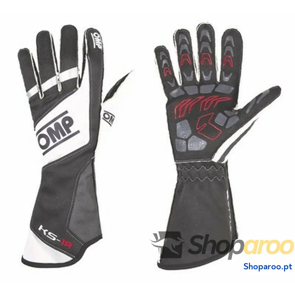 Luvas de condução para homens OMP KS-1R Branco/Preto L