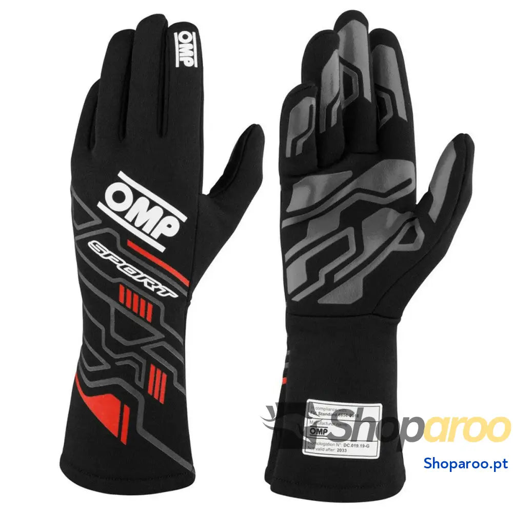 Luvas de condução para homens OMP SPORT Preto/Vermelho XL