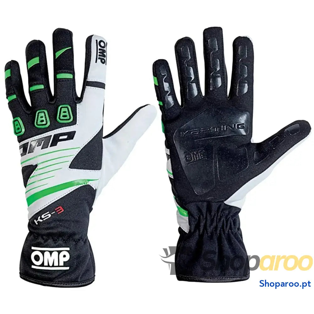 Luvas de karting OMP KS-3 MY2018 XXS kart Branco Preto Verde
