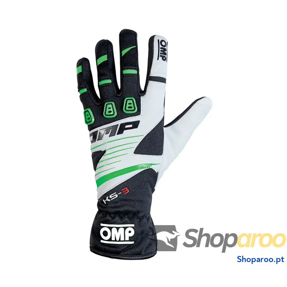 Luvas de Karting para crianças OMP KS-3 MY2018 Branco Preto Verde 6 kart