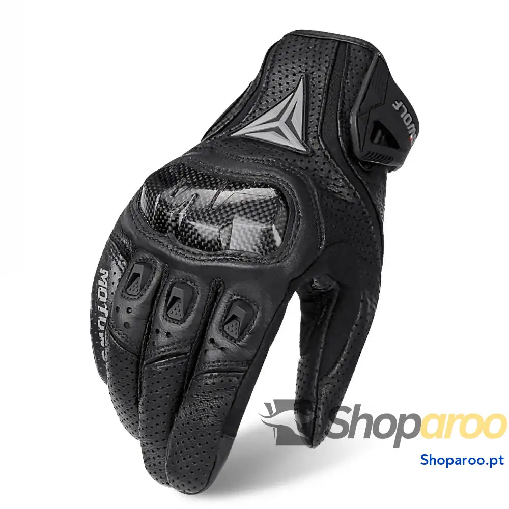 Luvas de moto em pele genuína respiráveis e à prova vento DUHAN