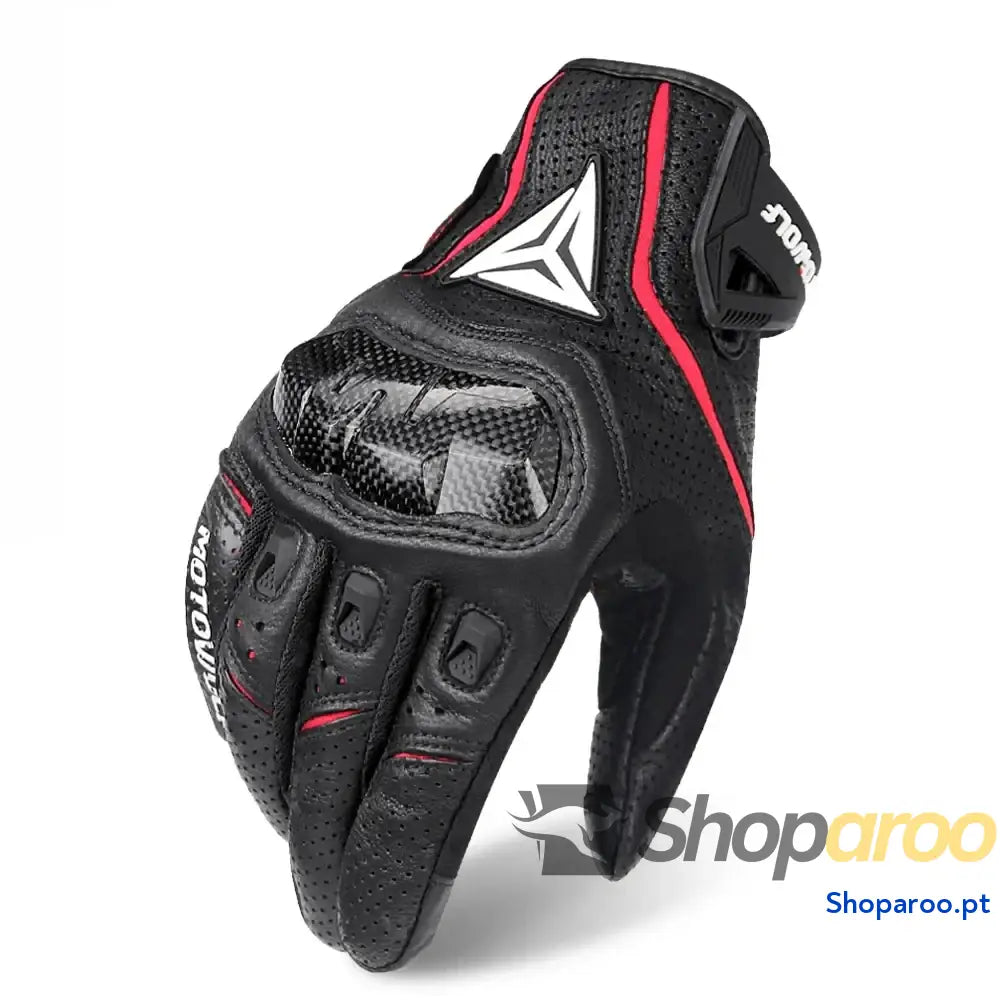 Luvas de moto em pele genuína respiráveis e à prova vento DUHAN