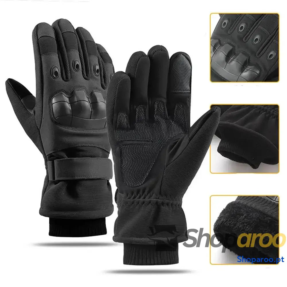 Luvas moto de inverno à prova vento para motociclistas com ecrã tátil