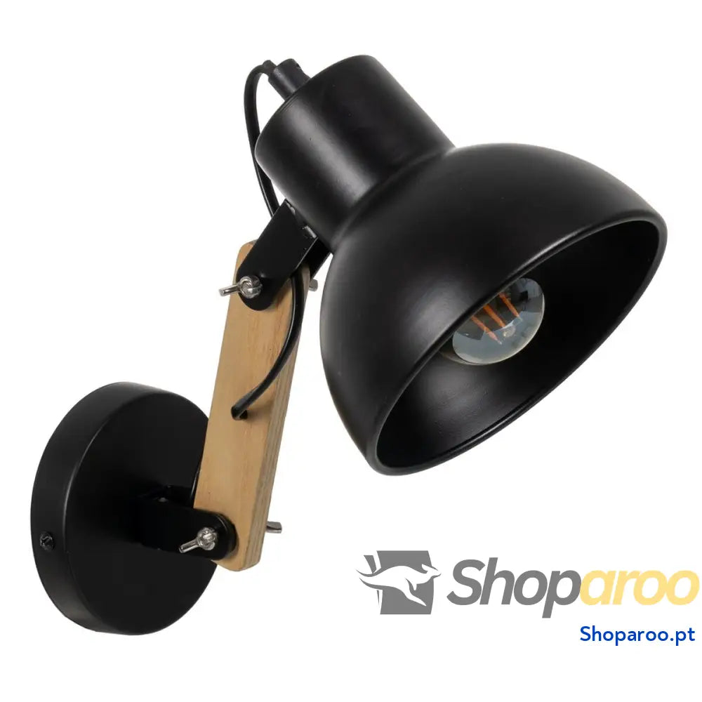 Luz de Parede Preto Bege Madeira Ferro A 220-240 V 28 x 15 x 22 cm