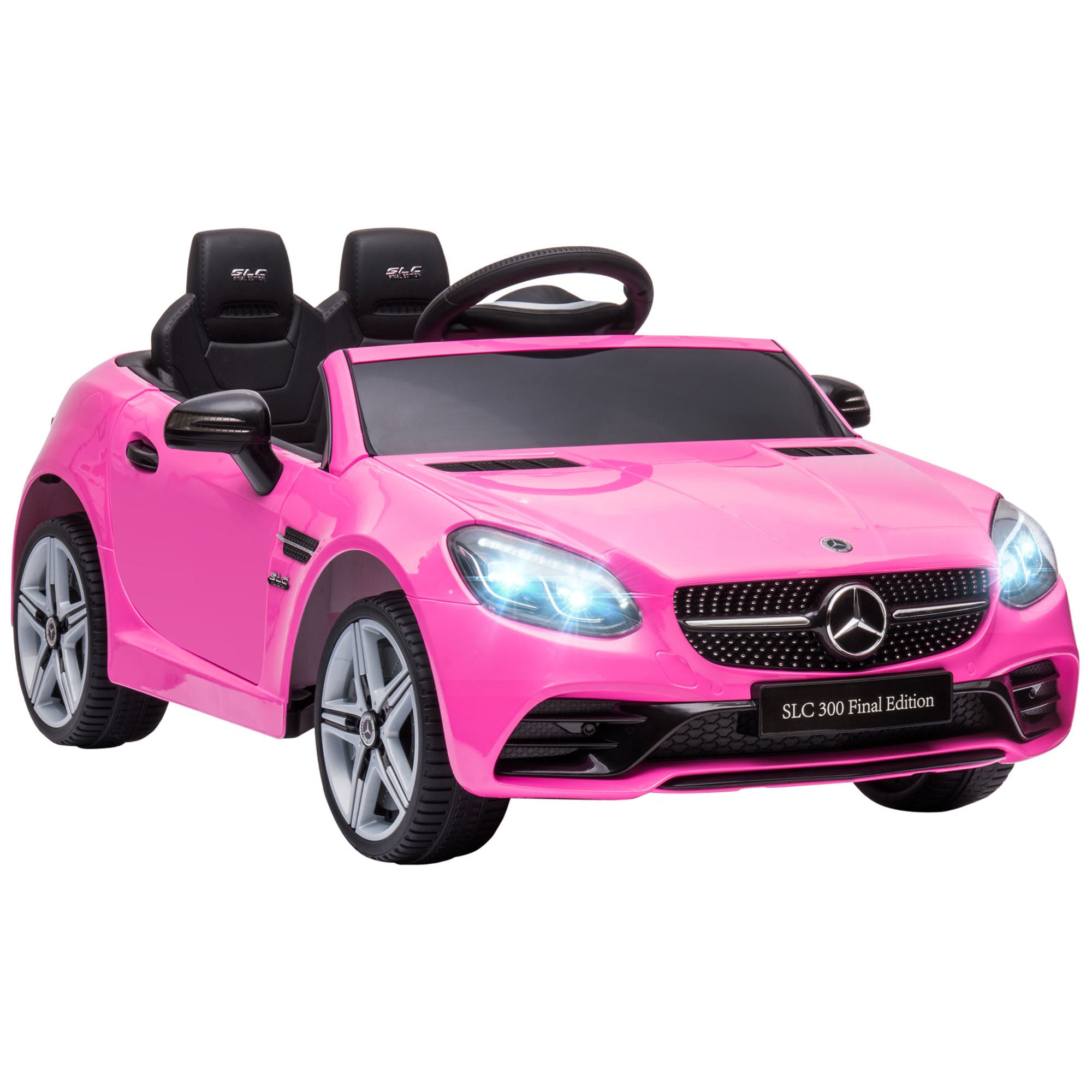 Carro Elétrico Mercedes SLC 300 12V com Faróis LED Buzina Música TF USB e Abertura da Porta 3-5km/h 107x62,5x44 cm Branco