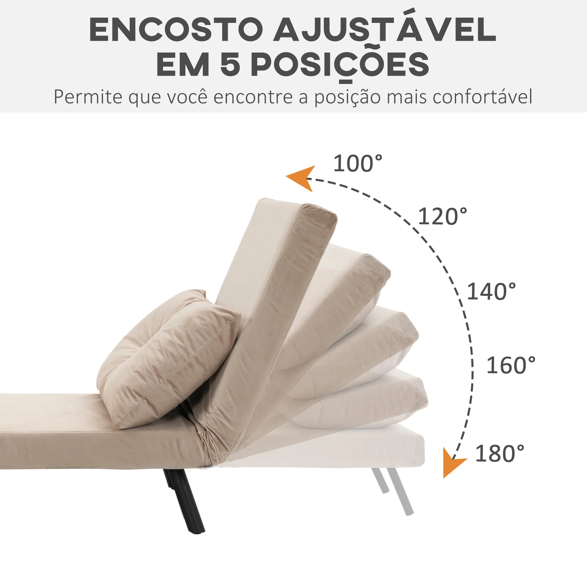 Poltrona Convertível em Cama Poltrona 3 em 1 Convertível em Cama com Encosto Ajustável em 5 Níveis 63x73x81 cm Bege