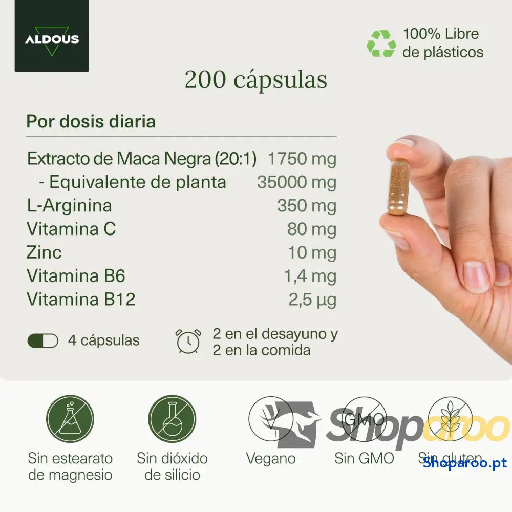 Maca Preta Peruana Complex 35000 mg com Vitaminas e Zinco 200 Cápsulas