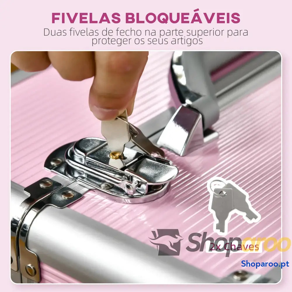 Mala de Maquilhagem Professional com Rodas e 6 Gavetas Preta