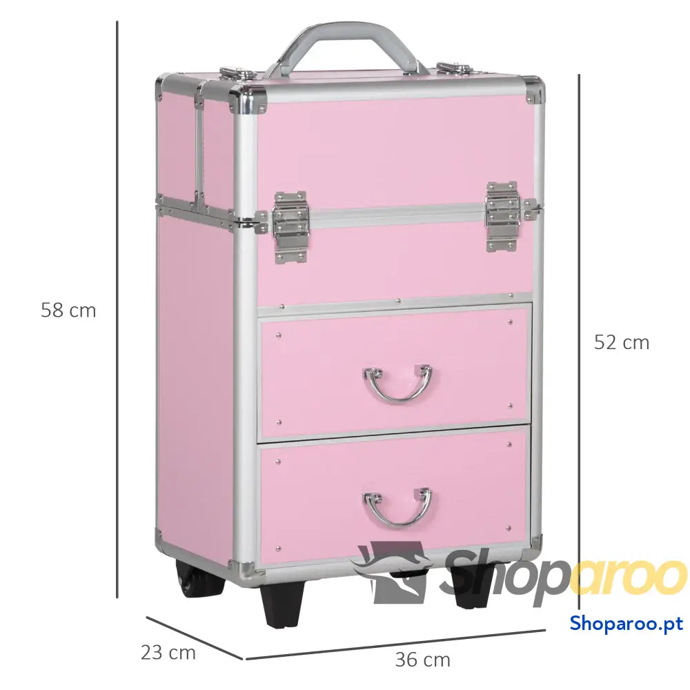 Mala de Maquilhagem Professional com Rodas e 6 Gavetas Preta