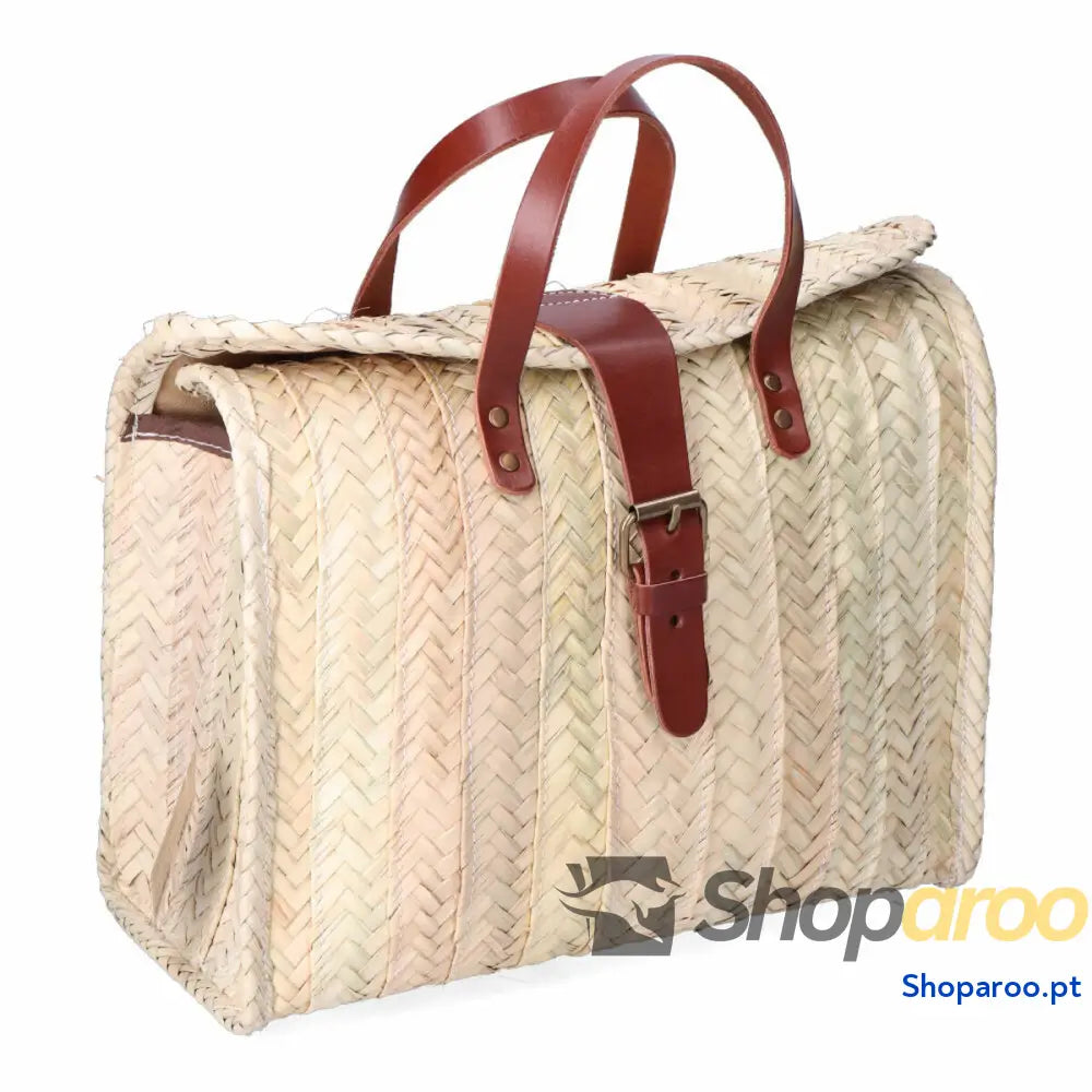 Mala EDM Milan 32 x 26 cm Folha de palma Fivela Pele