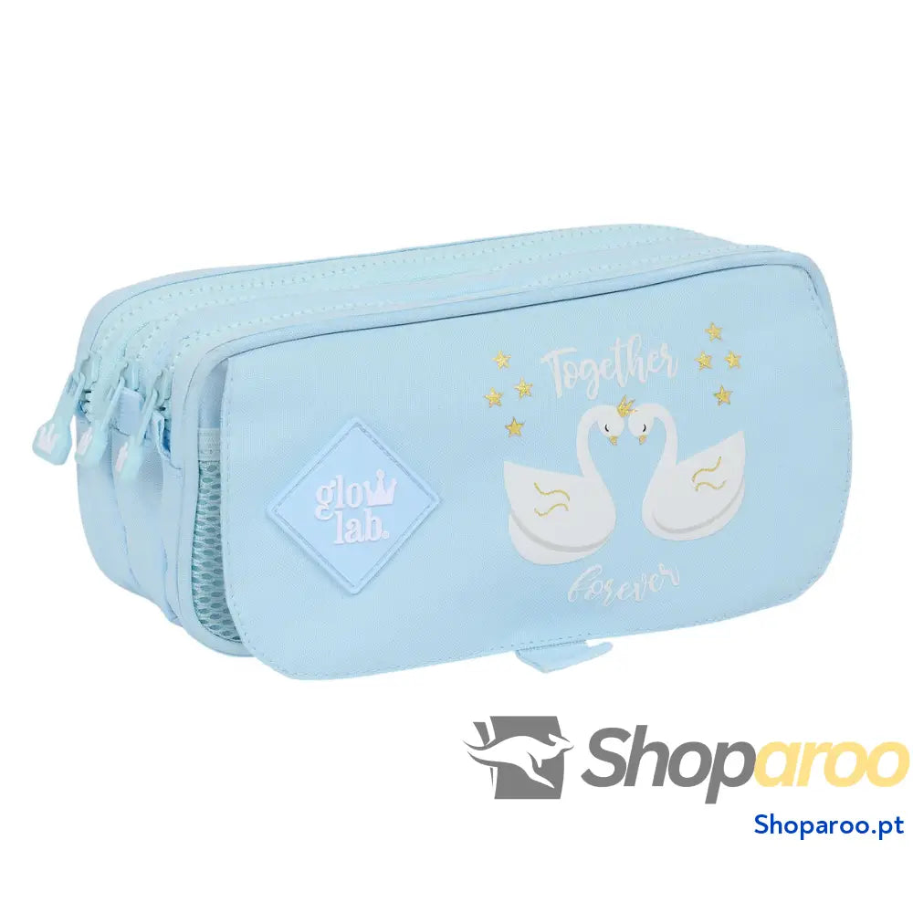 Malas para tudo triplas Glow Lab Cisnes Azul Claro 21,5 x 10 x 8 cm