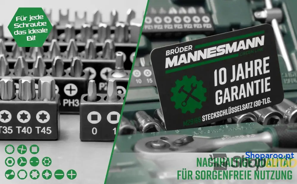 Mannesmann M29166 Maleta com conjunto de chaves caixa e pontas chave fenda (130 peças)