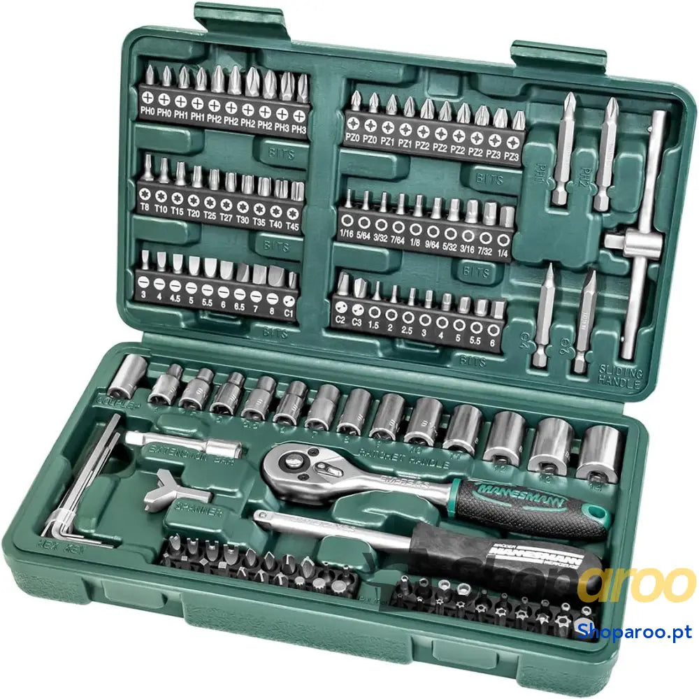 Mannesmann M29166 Maleta com conjunto de chaves caixa e pontas chave fenda (130 peças)