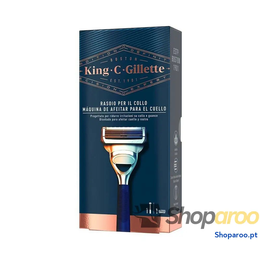 Máquina de Barbear Manual King C Gillette Neck Razor Azul