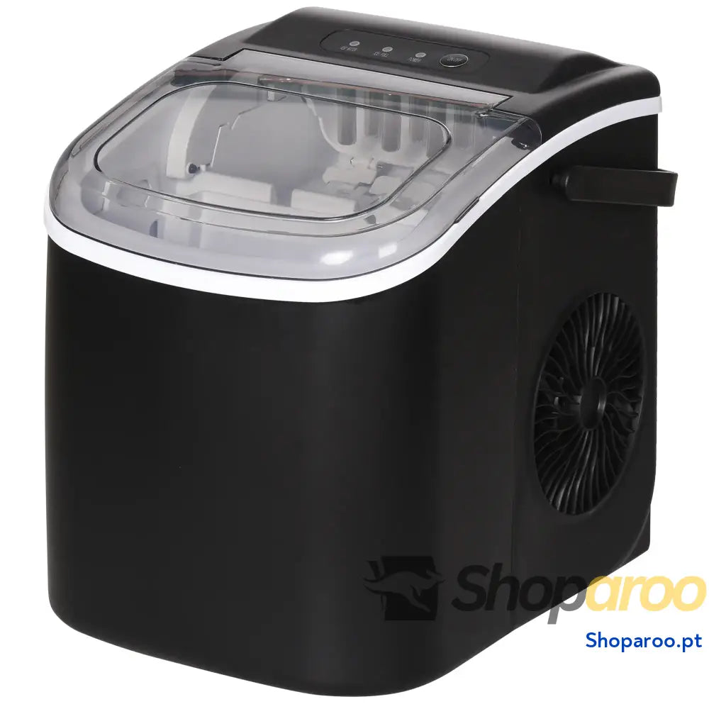Máquina de Fazer Gelo Silenciosa 12 kg em 24 Horas 9 Cubos 6-12 Minutos Depósito Água 1,3 L 22,2x29,4x29 cm Preto