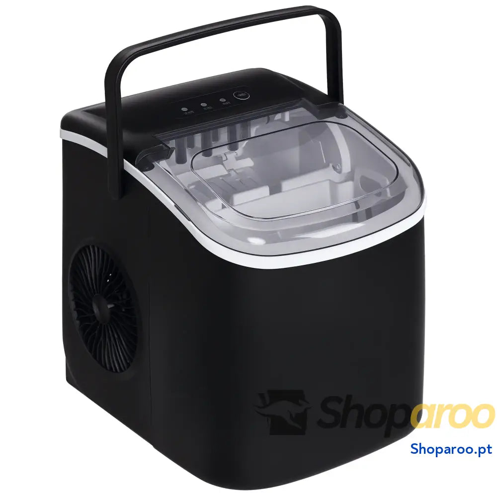 Máquina de Fazer Gelo Silenciosa 12 kg em 24 Horas 9 Cubos 6-12 Minutos Depósito Água 1,3 L 22,2x29,4x29 cm Preto
