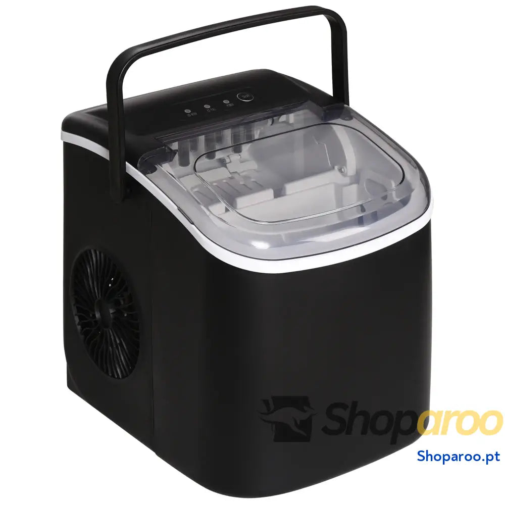Máquina de Fazer Gelo Silenciosa 12 kg em 24 Horas 9 Cubos 6-12 Minutos Depósito Água 1,3 L 22,2x29,4x29 cm Preto