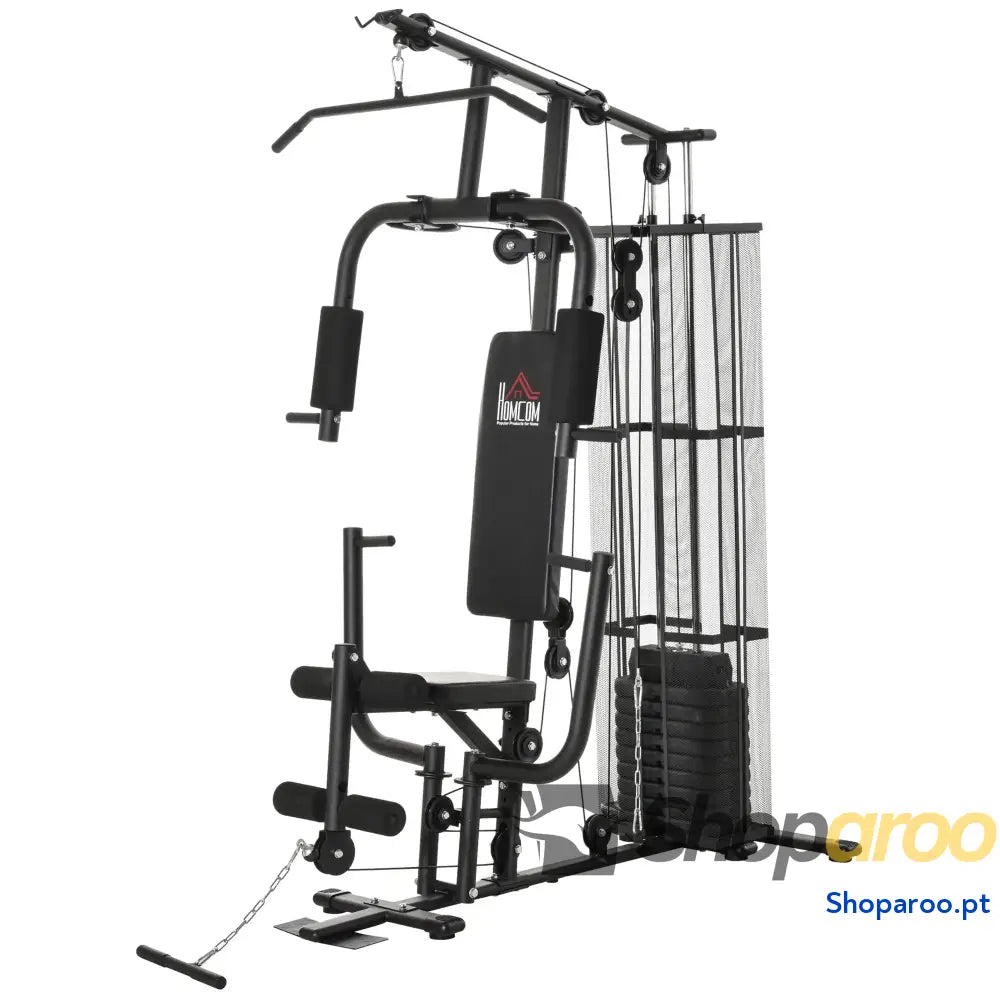 Máquina de Musculação com Placas Peso 45 kg Carga Máx. 100 para Treino Fitness em Casa Ginásio Preto