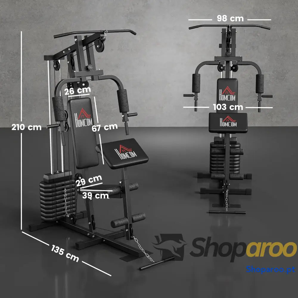 Máquina de Musculação com Placas Peso 45 kg Carga Máx. 100 para Treino Fitness em Casa Ginásio Preto