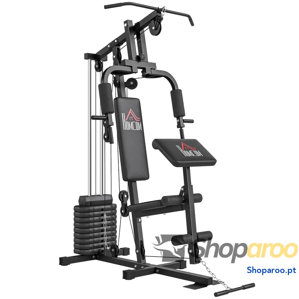 Máquina de Musculação com Placas Peso 45 kg Carga Máx. 100 para Treino Fitness em Casa Ginásio Preto