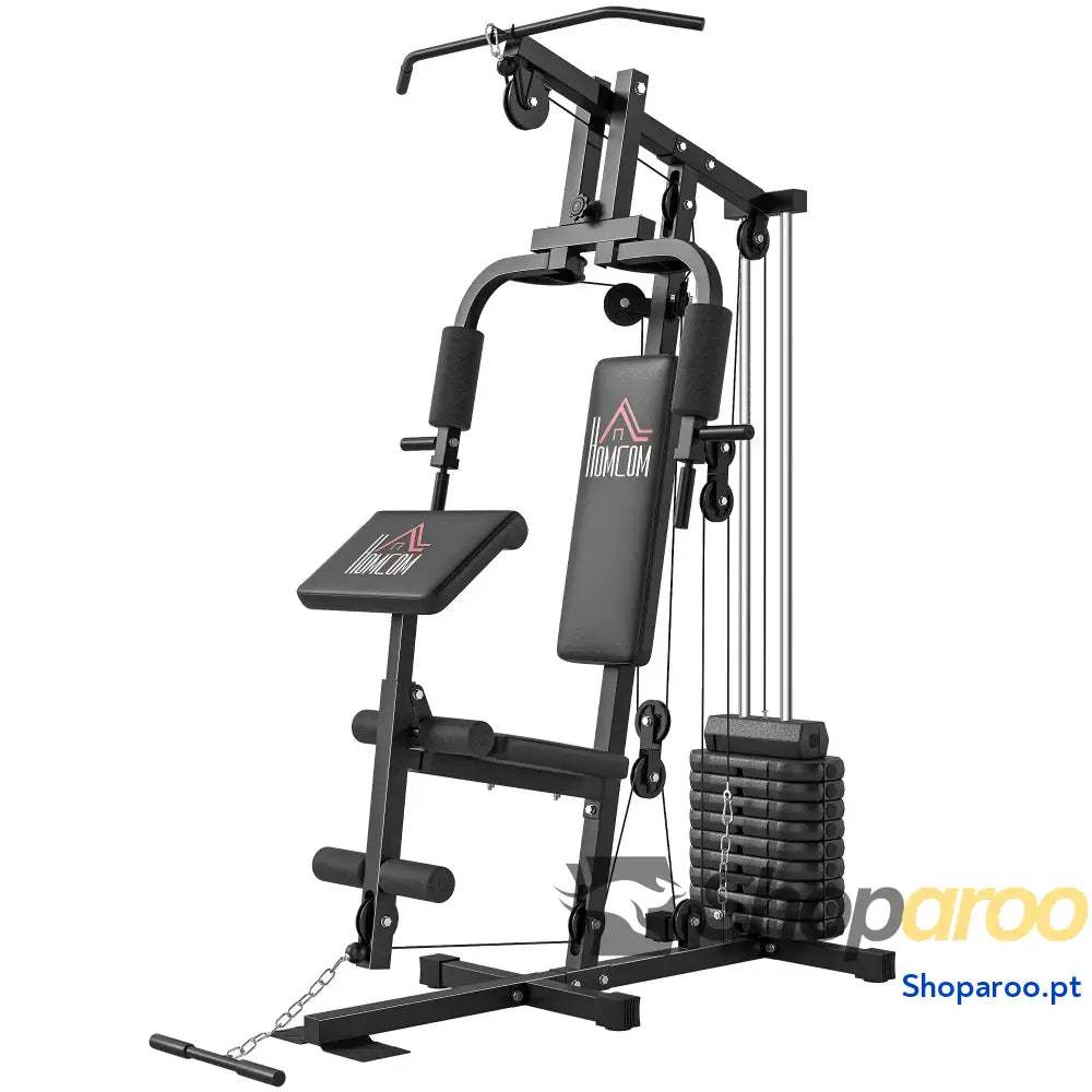 Máquina de Musculação com Placas Peso 45 kg Carga Máx. 100 para Treino Fitness em Casa Ginásio Preto
