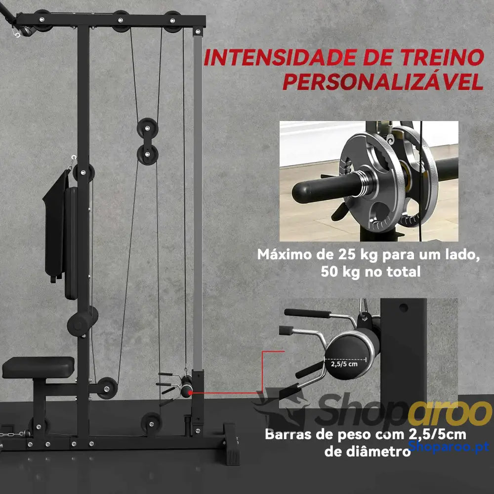 Máquina de Musculação Estação com Assento Ajustável 100 kg Preto