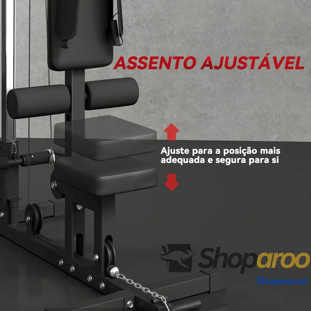 Máquina de Musculação Estação com Assento Ajustável 100 kg Preto