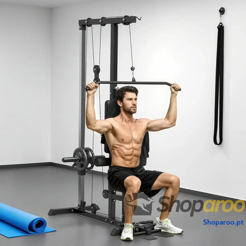 Máquina de Musculação Estação com Assento Ajustável 100 kg Preto