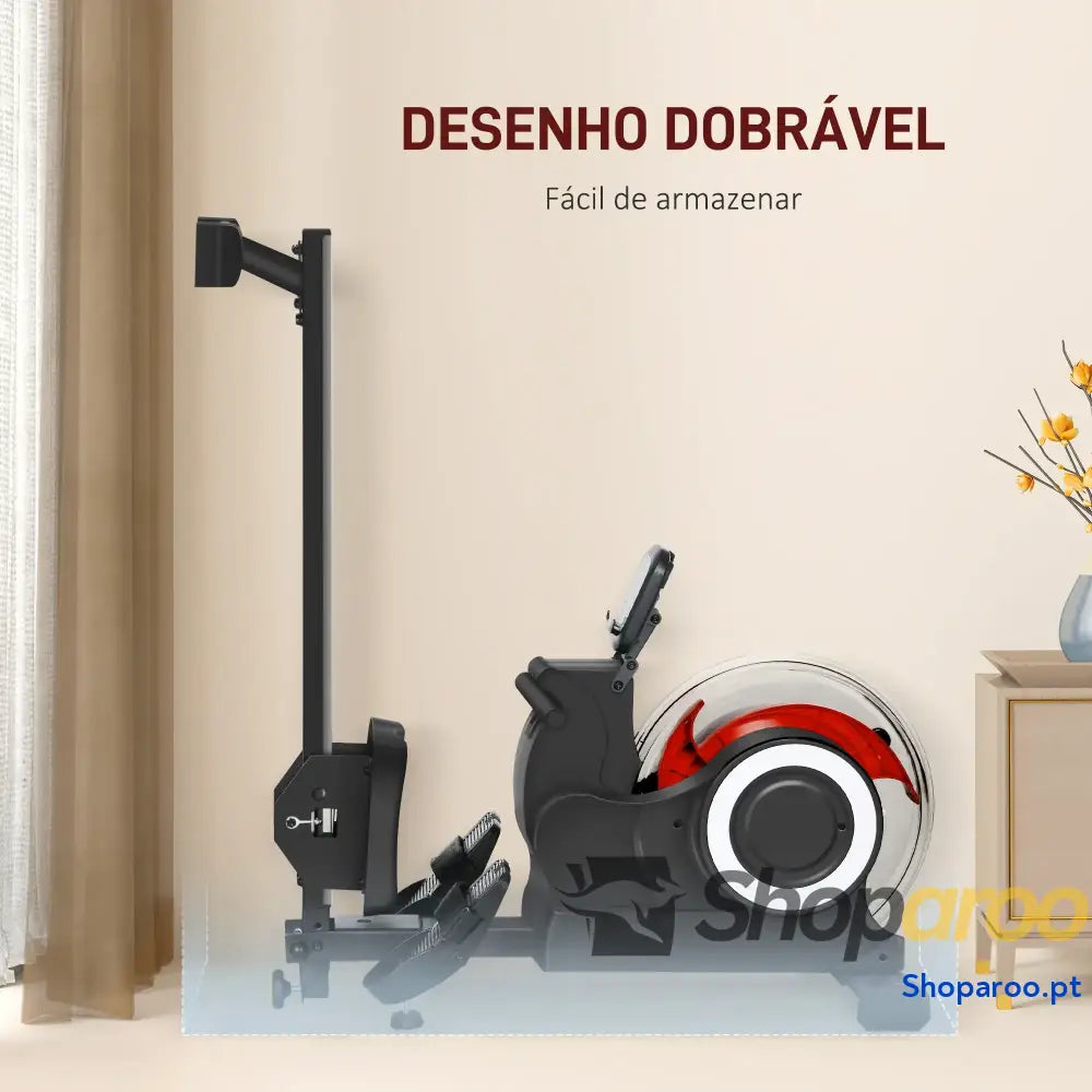 Máquina de Remo com 6 Níveis Resistência Dobrável Ecrã LCD Remar para Treino Preto