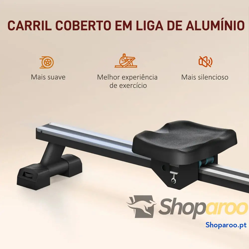 Máquina de Remo com 6 Níveis Resistência Dobrável Ecrã LCD Remar para Treino Preto