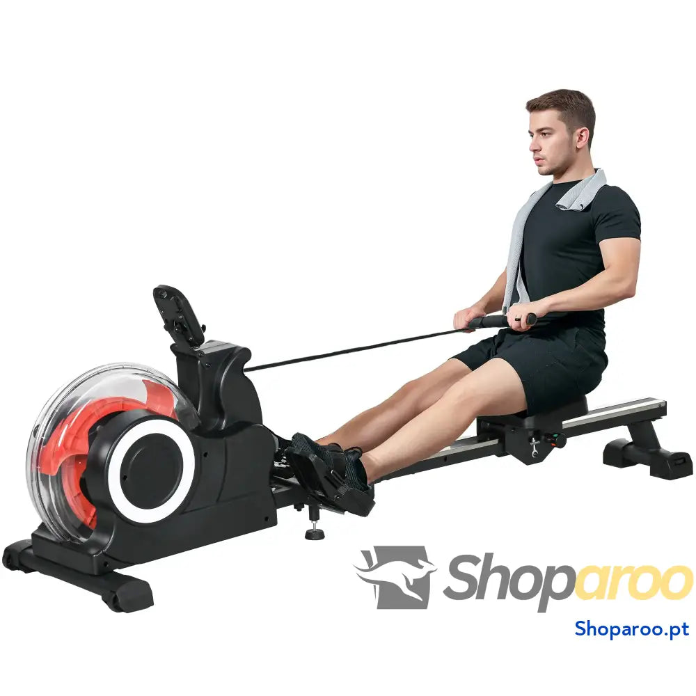 Máquina de Remo com 6 Níveis Resistência Dobrável Ecrã LCD Remar para Treino Preto