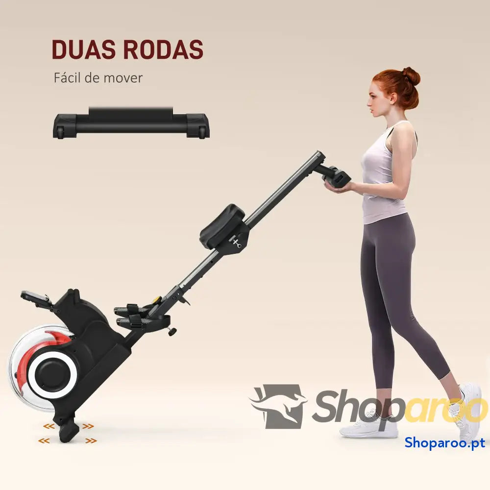 Máquina de Remo com 6 Níveis Resistência Dobrável Ecrã LCD Remar para Treino Preto