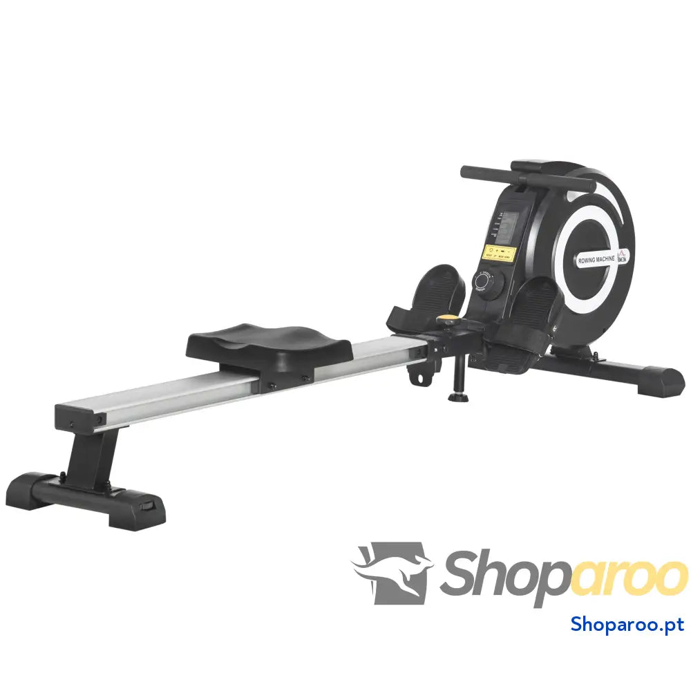 Máquina de Remo Dobrável com 8 Níveis Resistência Magnética Volante Inércia 4kg Monitor LCD Aço Alumínio 185x58x57cm