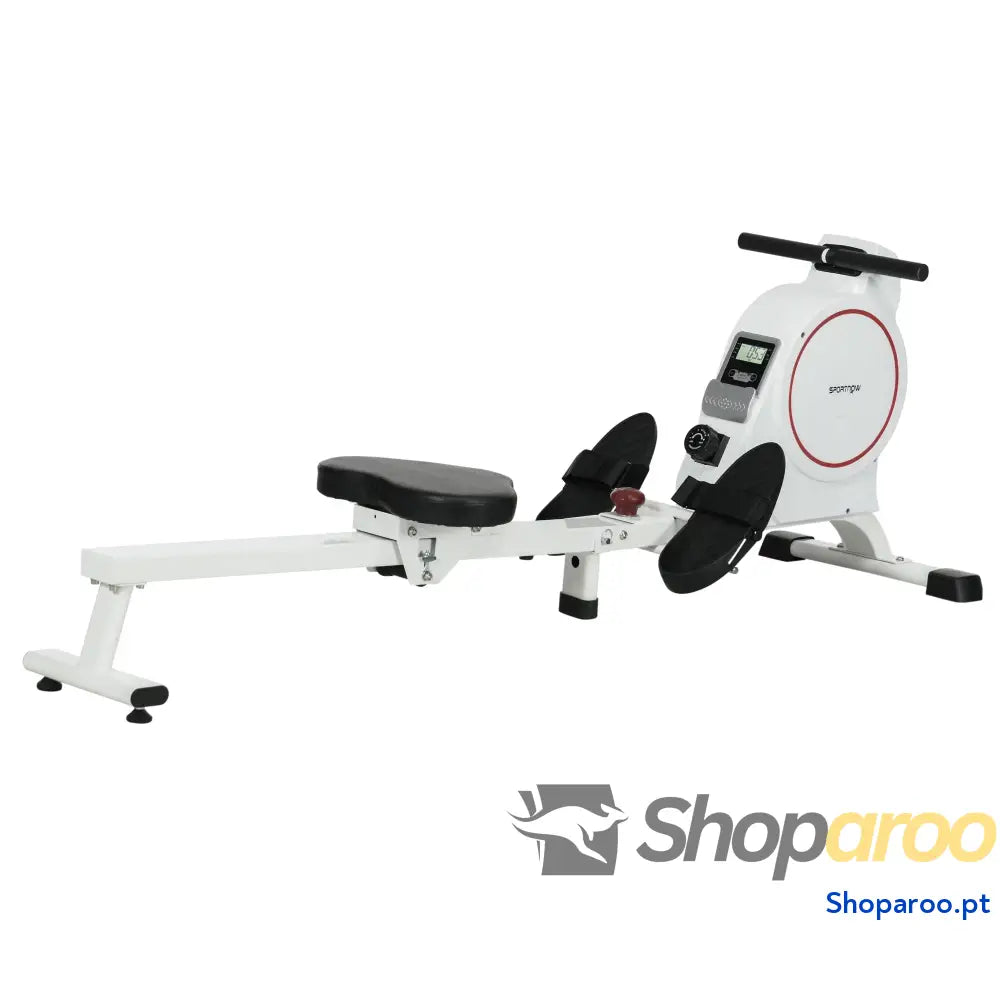 Máquina de Remo Dobrável com Resistência 8 Níveis Ecrã LCD e 2 Rodas Transporte 180x48x60 cm Branco